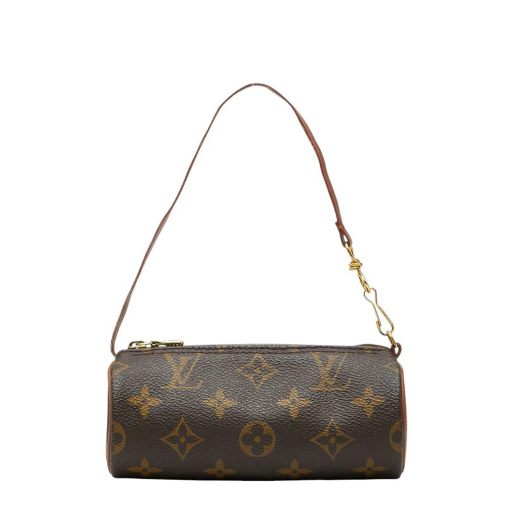 Louis Vuitton Monogram Papillon Handbag Pouch Clutch Set Brown Leather